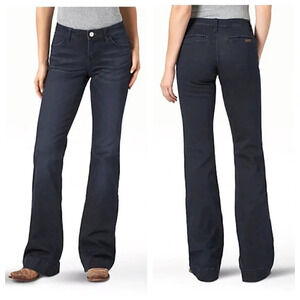 Wrangler Retro Mae Wide Leg Trouser Stretch Jeans Dark Blue Size 19/20 x 34